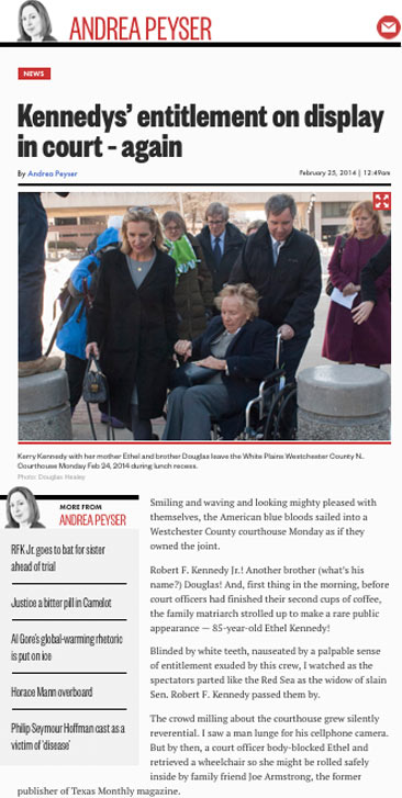 Kerry Kennedy with her mother Ethel and brother Douglas leave the White Plains Westchester County N.. Courthouse Monday Feb 24, 2014 during lunch recess.