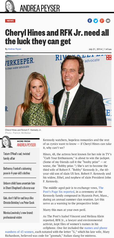 Cheryl Hines and RFK Jr. need all the luck they can get
